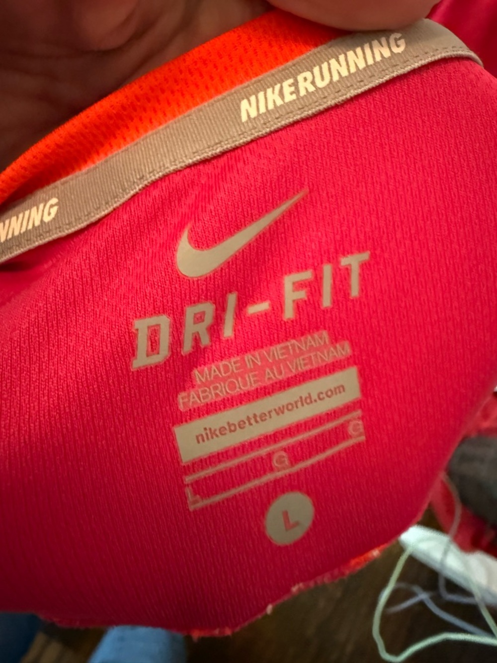 Nike Women’s Hot Pink Short-Sleeve Athletic running Tee with Orange Trim - Picture 3 of 3
